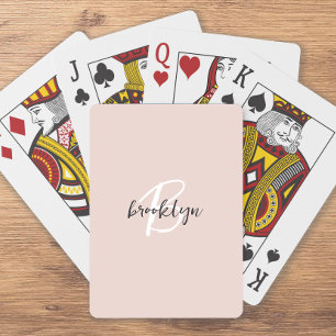 Jeu De Cartes Monogramme écriture rose poudré gris tendance