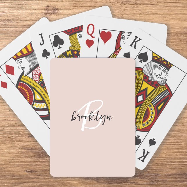 Jeu De Cartes Monogramme écriture rose poudré gris tendance (Créateur téléchargé)