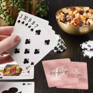 Jeu De Cartes Monogramme écriture tendance rose glamour