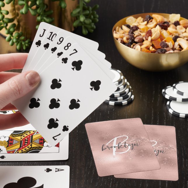 Jeu De Cartes Monogramme écriture tendance rose glamour (In Situ)