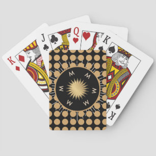 Jeu De Cartes Monogramme élégant à motif de points noir et or