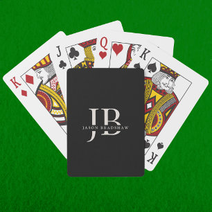 Jeu De Cartes Monogramme élégant classique et nom noir