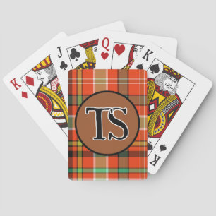 Jeu De Cartes Monogramme Élégant Classique Plaid Orange Personna