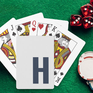 Jeu De Cartes Monogramme Élégant Initial Minimaliste Gris Argent