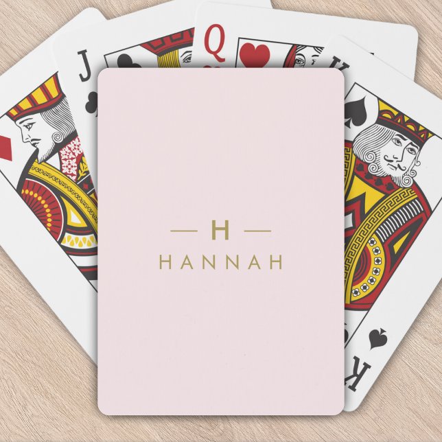 Jeu De Cartes Monogramme Elegant Minimal Blush rose et or (Créateur téléchargé)