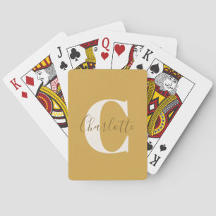 Jeu De Cartes Monogramme élégant moderne nom jaune poussiéreux