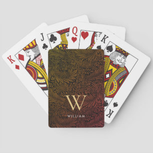 Jeu De Cartes Monogramme élégant motif botanique boho en terre c