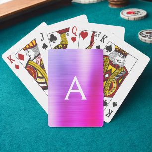 Jeu De Cartes Monogramme en acier inoxydable rose et violet