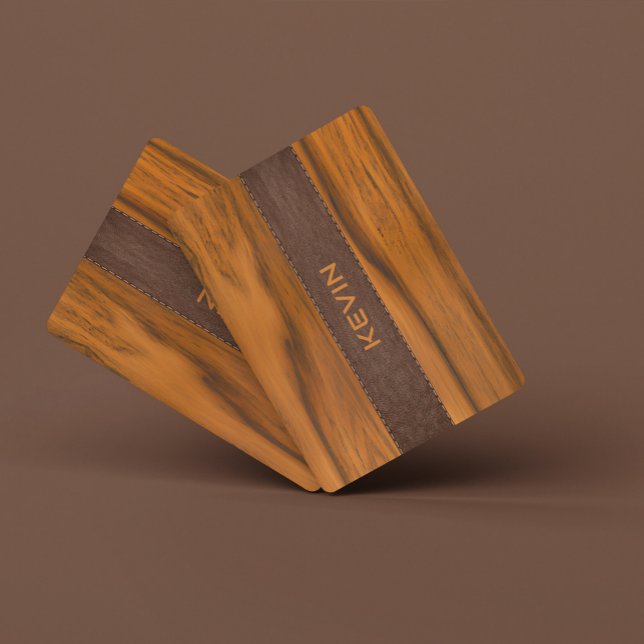 Jeu De Cartes Monogramme En Bois D'Acajou Et Texture En Cuir (Créateur téléchargé)