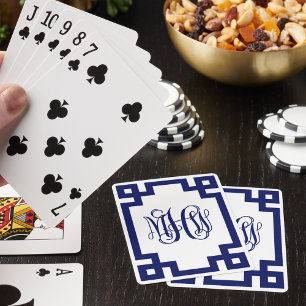 Jeu De Cartes Monogramme en écriture vine avec clé grecque de la