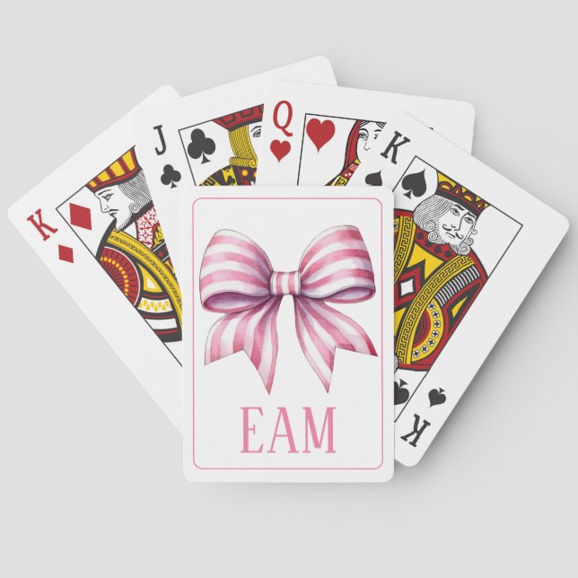 Jeu De Cartes Monogramme en forme d'arc en aquarelle rose et bla (dos)