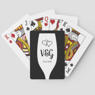 Jeu De Cartes Monogramme en verre de vin jouant aux cartes maria