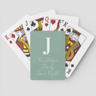 Jeu De Cartes Monogramme et nom de famille Sage Green Game Nuit