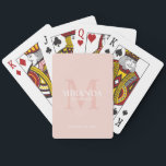 Jeu De Cartes Monogramme et nom de la servante d'accueil personn<br><div class="desc">Ajoutez une touche personnelle à votre mariage avec le monogramme et le cadeau de nom personnalisé de la femme de ménage. Ce design présente le nom personnalisé de la servante avec titre et date mariage en blanc et monogramme en rose vif comme arrière - plan, dans le style de police...</div>