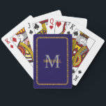 Jeu De Cartes Monogramme et nom personnalisés bleu et or<br><div class="desc">Monogramme et nom personnalisés bleu et or Bicyclettes de jeu</div>