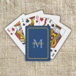 Jeu De Cartes Monogramme et nom personnalisés bleu et or<br><div class="desc">Monogramme et nom personnalisés bleu et or Bicyclettes de jeu</div>