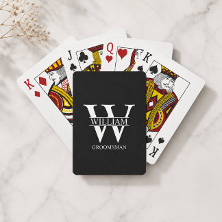 Jeu De Cartes Monogramme et nom personnalisés des garçons d'honn