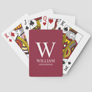 Jeu De Cartes Monogramme et nom personnalisés des garçons d'honn