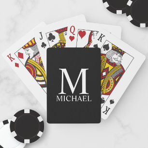 Jeu De Cartes Monogramme et nom personnalisés en noir