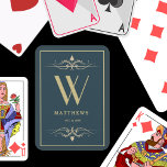 Jeu De Cartes Monogramme et nom personnalisés en or bleu marine<br><div class="desc">Vous pouvez le customiser.</div>
