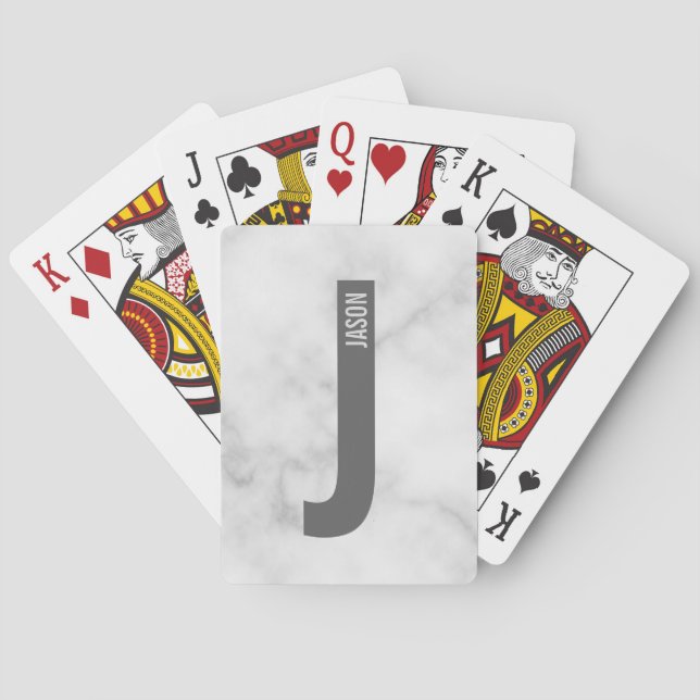 Jeu De Cartes Monogramme et nom personnalisés modernes (dos)