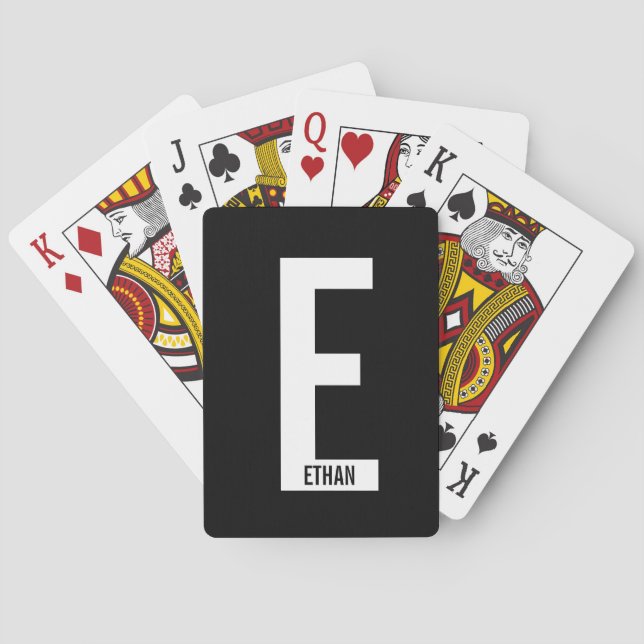 Jeu De Cartes Monogramme et nom personnalisés modernes (dos)