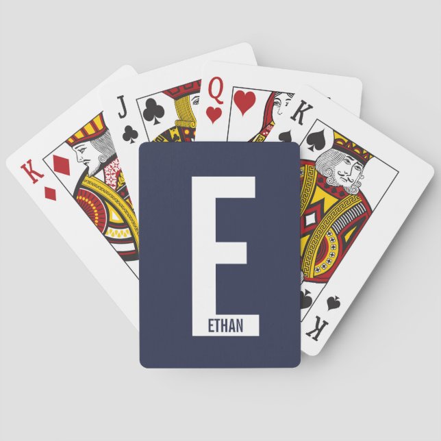 Jeu De Cartes Monogramme et nom personnalisés modernes (dos)