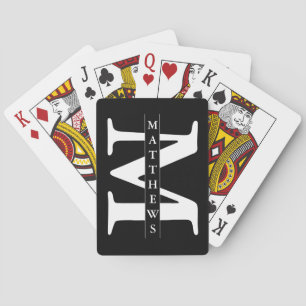 Jeu De Cartes Monogramme et nom personnalisés noir et or