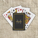 Jeu De Cartes Monogramme et nom personnalisés noir et or<br><div class="desc">Monogramme et nom personnalisés noir et or Bicyclettes de jeu</div>