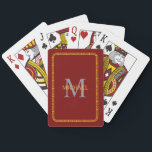 Jeu De Cartes Monogramme et nom personnalisés rouge et or<br><div class="desc">Monogramme et nom personnalisés en rouge et or de Bourgogne Bicyclette Cartes de jeu</div>