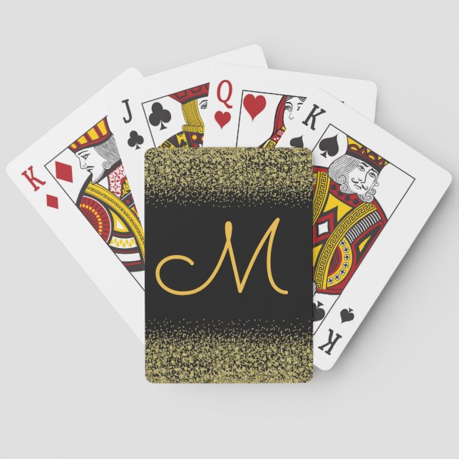 Jeu De Cartes Monogramme et Parties scintillant or (dos)