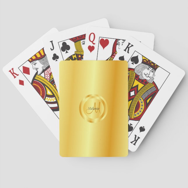 Jeu De Cartes Monogramme Faux Gold Élégant Moderne tendance (dos)