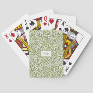 Jeu De Cartes Monogramme Feuille vintage vert saule