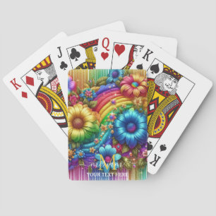 Jeu De Cartes Monogramme Fleur Floral Arc-en-ciel Féminin