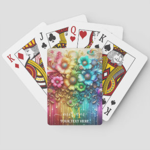 Jeu De Cartes Monogramme Fleur Floral Arc-en-ciel Féminin