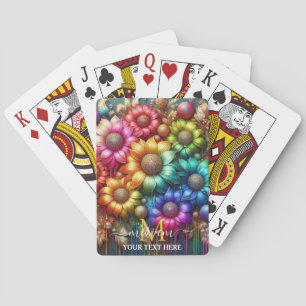 Jeu De Cartes Monogramme Fleur Floral Arc-en-ciel Féminin
