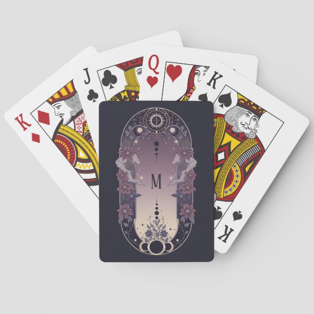 Jeu De Cartes Monogramme Floral Céleste (dos)