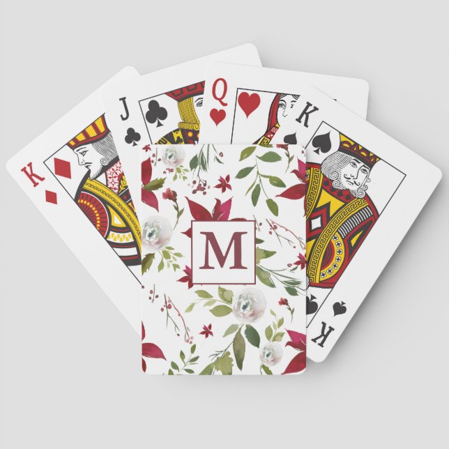 Jeu De Cartes Monogramme floral Chic de Poinsettia (dos)