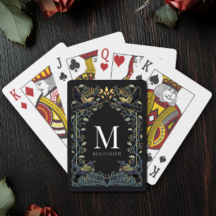 Jeu De Cartes Monogramme floral corbeau gothique enchanté