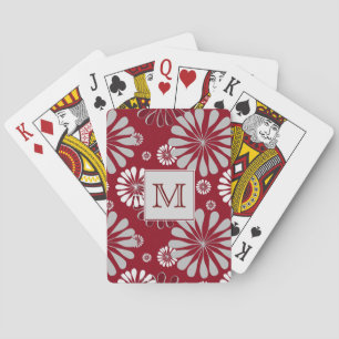 Jeu De Cartes Monogramme floral de Bourgogne et de Grey