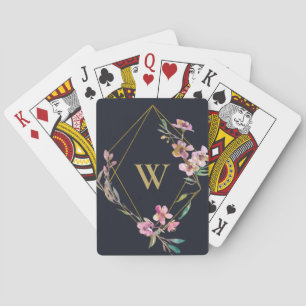 JEU DE CARTES MONOGRAMME FLORAL DE LA CHERRY ROSE NOIRE