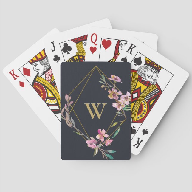 JEU DE CARTES MONOGRAMME FLORAL DE LA CHERRY ROSE NOIRE (dos)