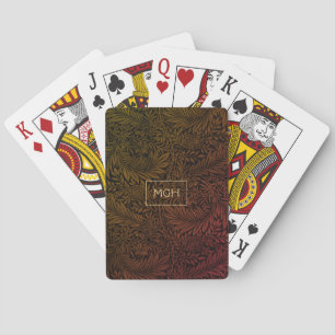 Jeu De Cartes Monogramme floral orange rouille élégant