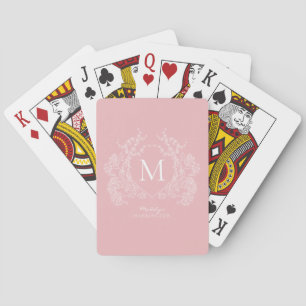 Jeu De Cartes Monogramme floral rose-rose moderne