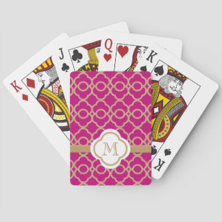 Jeu De Cartes Monogramme Fuchsia Gold Marocain
