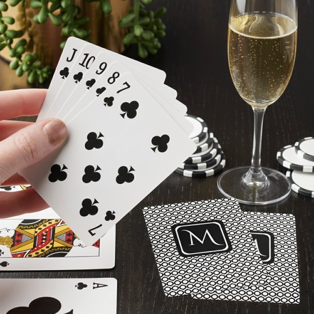 Jeu De Cartes Monogramme Géométrique Moderne Noir Blanc (Créateur téléchargé)