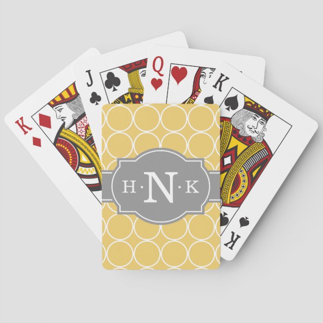 Jeu De Cartes Monogramme gris Motif du cercle jaune fille (dos)