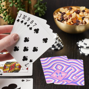 Jeu De Cartes Monogrammé groovy rose et violet psychédélique des