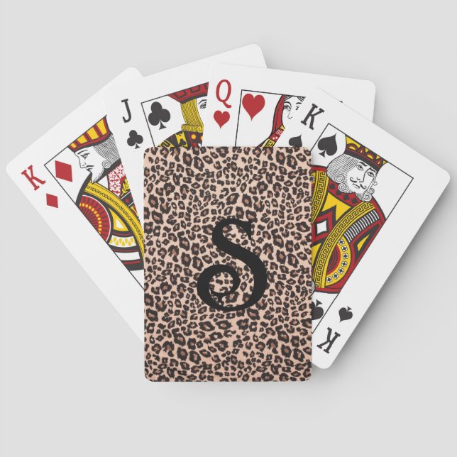 Jeu de Cartes Monogramme Imprimé Léopard (dos)