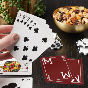 Jeu De Cartes Monogramme ( initial et nom) personnalisé rouge fo